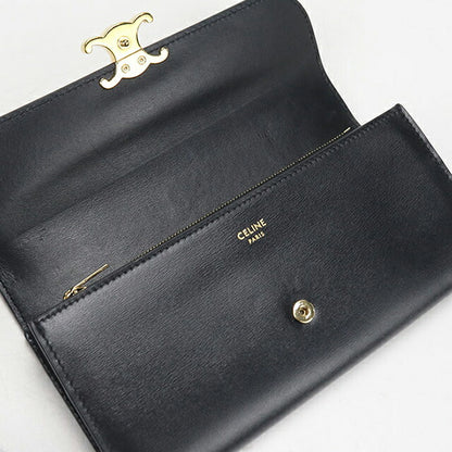 Used Celine long wallet bi-fold ladies brand CELINE Triomphe large wallet 10E313DPV.38NO black USDCE108307011