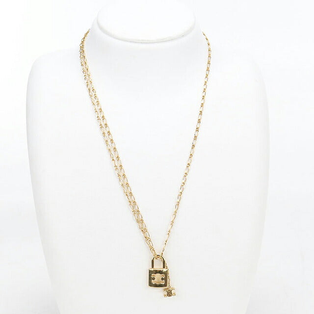 中古 セリーヌ ネックレス レディース ブランド CELINE トリオンフ ロック 461HH6BRA.35OR ゴールド アクセサリー USDCE108453011