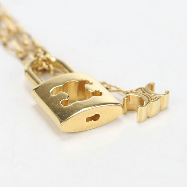 中古 セリーヌ ネックレス レディース ブランド CELINE トリオンフ ロック 461HH6BRA.35OR ゴールド アクセサリー USDCE108453011