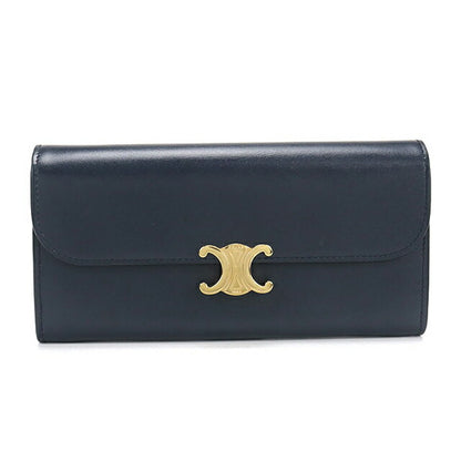 Used Celine long wallet bi-fold ladies brand CELINE Triomphe large wallet 10E313DPV navy USDCE108786011