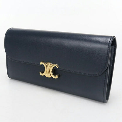Used Celine long wallet bi-fold ladies brand CELINE Triomphe large wallet 10E313DPV navy USDCE108786011