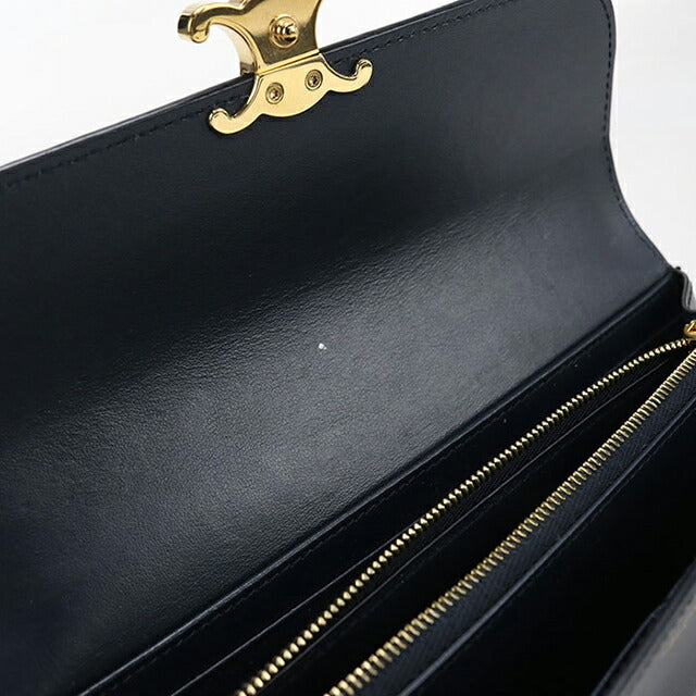 Used Celine long wallet bi-fold ladies brand CELINE Triomphe large wallet 10E313DPV navy USDCE108786011