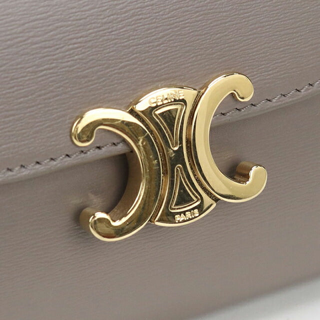 極美品✨セリーヌ トリオンフ スモールフラップウォレット 三つ折り グレージュ CELINE セリーヌ トリオンフ スモールフラップウォレット 折財布