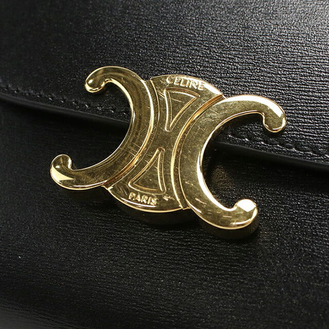 CELINE セリーヌ スモール トリオンフ 三つ折り財布 黒×ゴールド中古 CELINE - ☆極美品☆ CELINE セリーヌ 三つ折り財布 トリオンフ ミニ