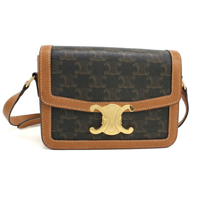 中古 セリーヌ 斜め掛け ショルダーバッグ レディース ブランド CELINE トリオンフキャンバス 188882BZ4.04LU ブラウン USDCE110466011