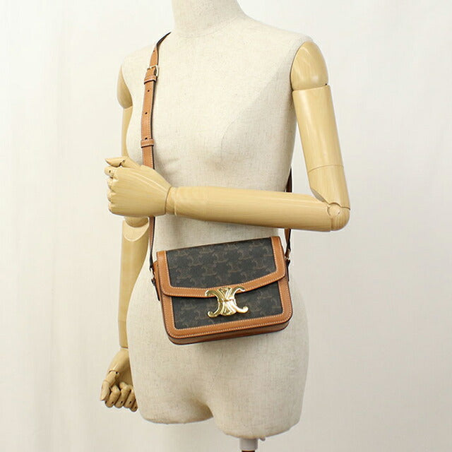 中古 セリーヌ 斜め掛け ショルダーバッグ レディース ブランド CELINE トリオンフキャンバス 188882BZ4.04LU ブラウン USDCE110466011