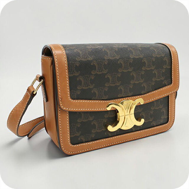 中古 セリーヌ 斜め掛け ショルダーバッグ レディース ブランド CELINE トリオンフキャンバス 188882BZ4.04LU ブラウン USDCE110466011