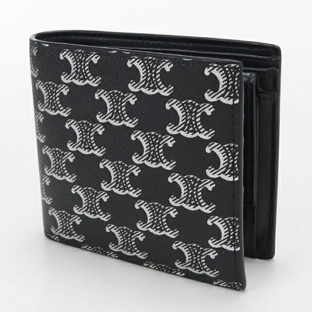 中古 セリーヌ 二つ折り財布 二折財布 メンズ ブランド CELINE トリオンフキャンバス バイフォールドウォレット 10C87 ブラック USDCE110478011