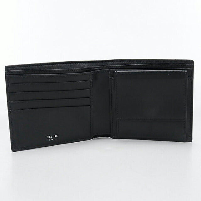中古 セリーヌ 二つ折り財布 二折財布 メンズ ブランド CELINE トリオンフキャンバス バイフォールドウォレット 10C87 ブラック USDCE110478011