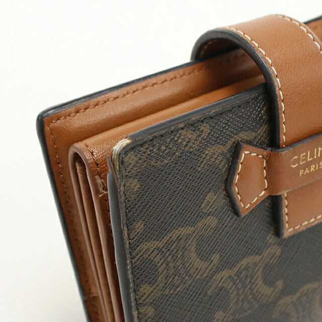 中古 セリーヌ 二つ折り財布 二折財布 コンパクト レディース ブランド CELINE トリオンフキャンバス スモール ストラップウォレット USDCE110728011