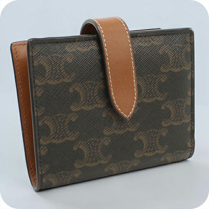 中古 セリーヌ 二つ折り財布 二折財布 コンパクト レディース ブランド CELINE トリオンフキャンバス スモール ストラップウォレット USDCE110728011
