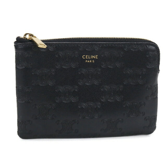 中古 セリーヌ 小銭入れ レディース ブランド CELINE トリオンフ コインパース 10C663 ブラック USDCE111724011