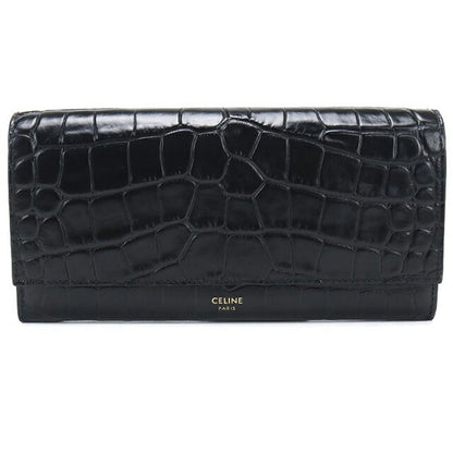 Used Celine long wallet bi-fold ladies brand CELINE large flap wallet black USDCE111936011