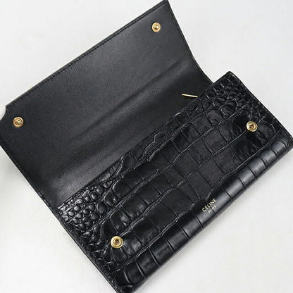Used Celine long wallet bi-fold ladies brand CELINE large flap wallet black USDCE111936011