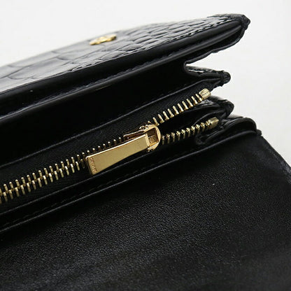 Used Celine long wallet bi-fold ladies brand CELINE large flap wallet black USDCE111936011