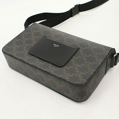 中古 セリーヌ ショルダーバッグ メンズ ブランド CELINE トリオンフキャンバス フラップメッセンジャーバッグ 111592ETH.38SI ブラック USDCE112049011