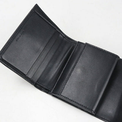 中古 セリーヌ 三つ折り財布 三折財布 レディース ブランド CELINE トリオンフ スモールフラップウォレット ブラック USDCE112279011