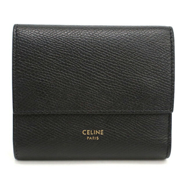 中古 セリーヌ 三つ折り財布 三折財布 レディース ブランド CELINE スモールトリフォールド 10B573BEL.38NO ブラック USDCE112614011