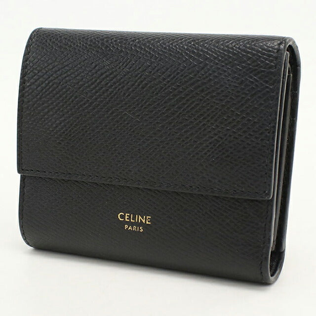 中古 セリーヌ 三つ折り財布 三折財布 レディース ブランド CELINE スモールトリフォールド 10B573BEL.38NO ブラック USDCE112614011