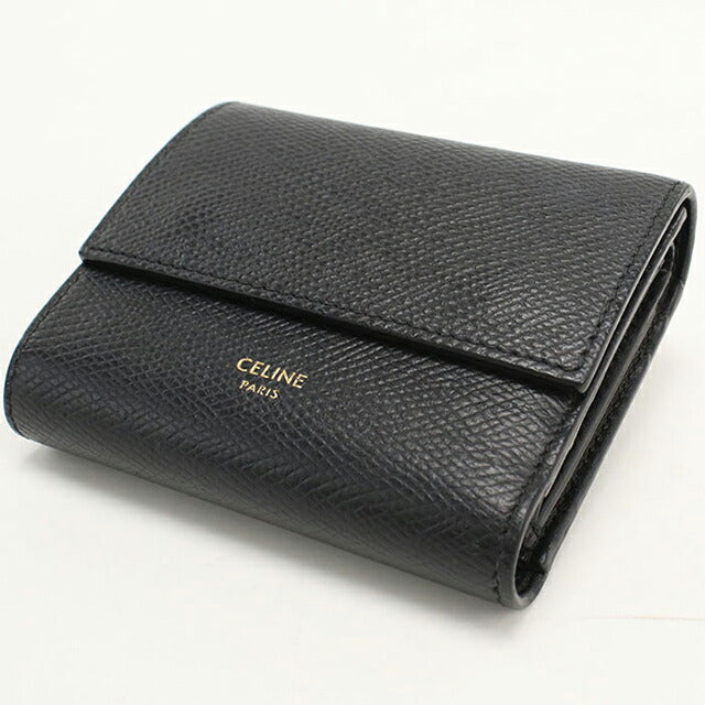 中古 セリーヌ 三つ折り財布 三折財布 レディース ブランド CELINE スモールトリフォールド 10B573BEL.38NO ブラック USDCE112614011