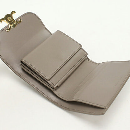 中古 セリーヌ 三つ折り財布 三折財布 レディース ブランド CELINE トリオンフ スモール　フラップウォレット 10D783DPV.10BL ベージュ USDCE112697011