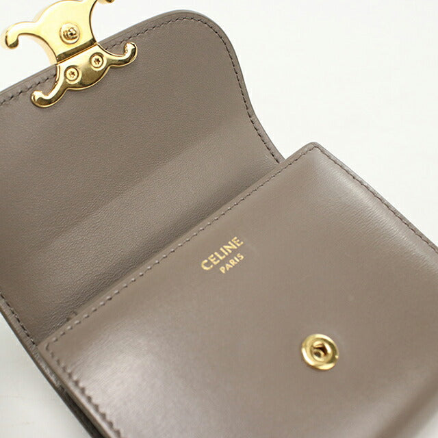 中古 セリーヌ 三つ折り財布 三折財布 レディース ブランド CELINE トリオンフ スモール　フラップウォレット 10D783DPV.10BL ベージュ USDCE112697011