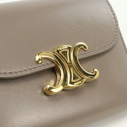 中古 セリーヌ 三つ折り財布 三折財布 レディース ブランド CELINE トリオンフ スモール　フラップウォレット 10D783DPV.10BL ベージュ USDCE112697011