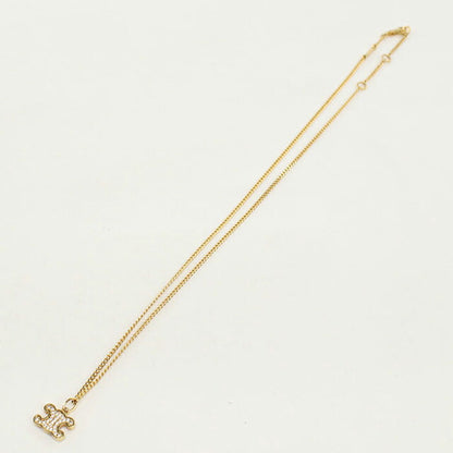中古 セリーヌ ネックレス レディース ブランド CELINE トリオンフ ラインストーン ゴールド アクセサリー USDCE112713011