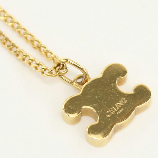 中古 セリーヌ ネックレス レディース ブランド CELINE トリオンフ ラインストーン ゴールド アクセサリー USDCE112713011
