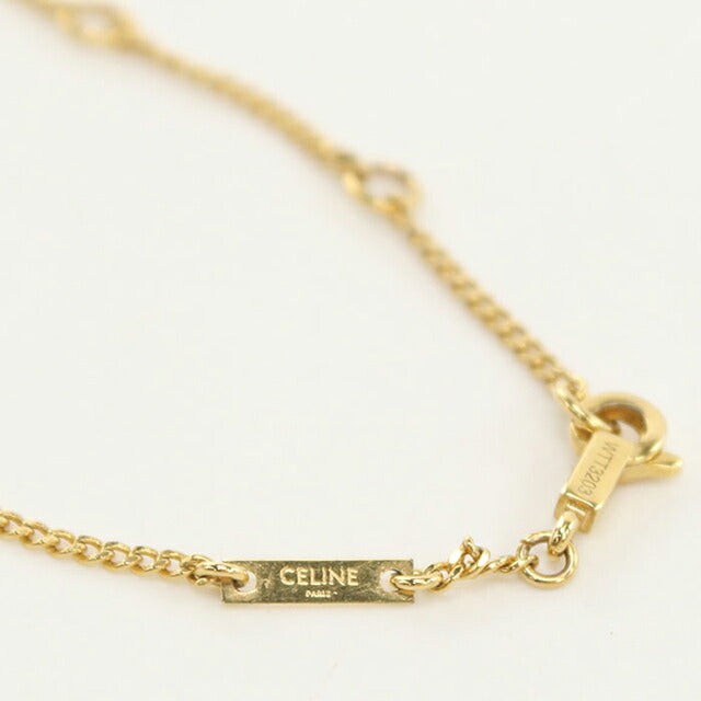 中古 セリーヌ ネックレス レディース ブランド CELINE トリオンフ ラインストーン ゴールド アクセサリー USDCE112713011