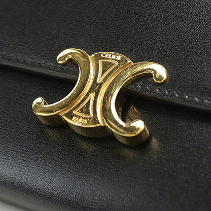 中古 セリーヌ 長財布ニ折小銭入付き レディース ブランド CELINE トリオンフ 長財布二つ折り レザー ブラック USDCE113081011