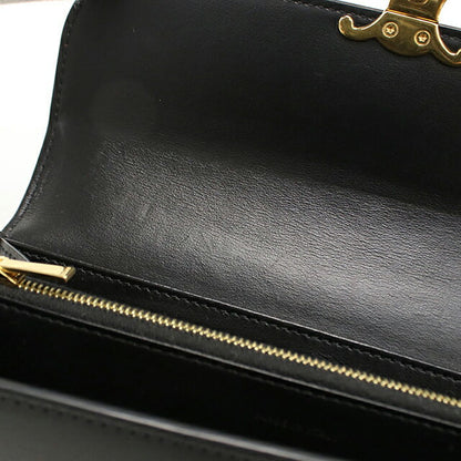 中古 セリーヌ 長財布ニ折小銭入付き レディース ブランド CELINE トリオンフ 長財布二つ折り レザー ブラック USDCE113081011