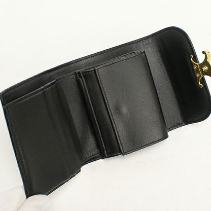 中古 セリーヌ 三つ折り財布 三折財布 レディース ブランド CELINE トリオンフ スモール フラップウォレット 10D783DPV ブラック USDCE113163011