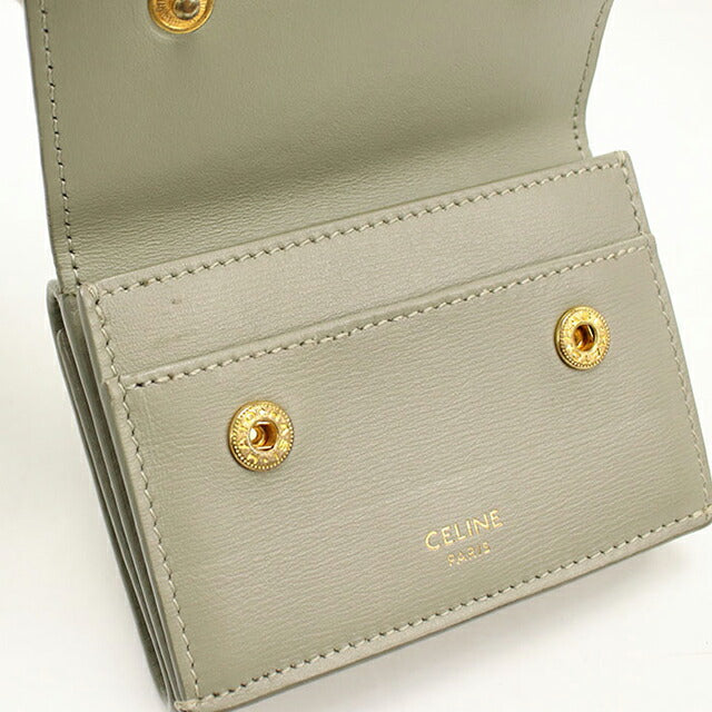 中古 セリーヌ 三つ折り財布 三折財布 レディース ブランド CELINE トリフォールドウォレット グレー USDCE113504011