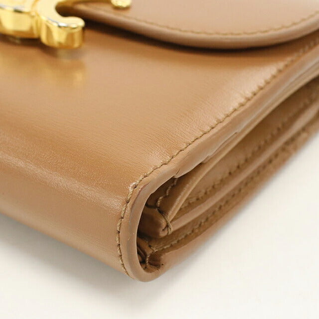 中古 セリーヌ 三つ折り財布 三折財布 レディース ブランド CELINE トリオンフ スモール フラップウォレット 0D783DPV ブラウン USDCE113755011