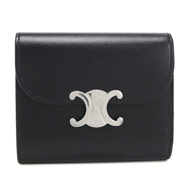 中古 セリーヌ 三つ折り財布 三折財布 レディース ブランド CELINE トリオンフ スモール フラップウォレット レザー 10D783DPV.38SI USDCE113984011