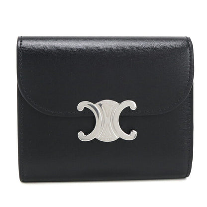 中古 セリーヌ 三つ折り財布 三折財布 レディース ブランド CELINE トリオンフ スモール フラップウォレット レザー 10D783DPV.38SI USDCE113984011