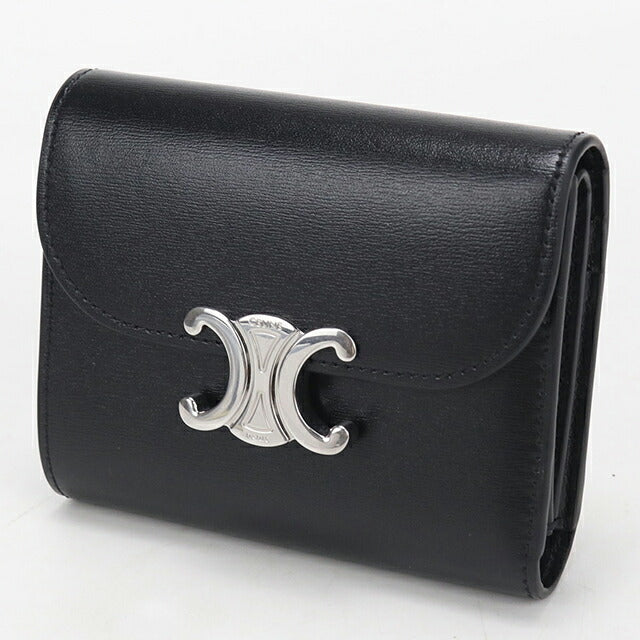中古 セリーヌ 三つ折り財布 三折財布 レディース ブランド CELINE トリオンフ スモール フラップウォレット レザー 10D783DPV.38SI USDCE113984011