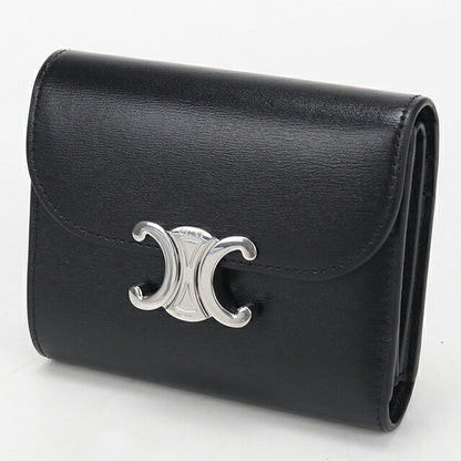 中古 セリーヌ 三つ折り財布 三折財布 レディース ブランド CELINE トリオンフ スモール フラップウォレット レザー 10D783DPV.38SI USDCE113984011
