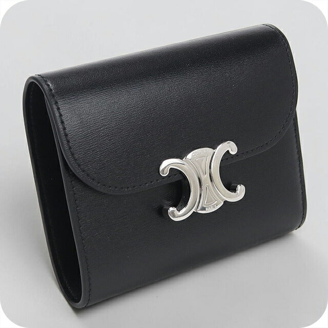 中古 セリーヌ 三つ折り財布 三折財布 レディース ブランド CELINE トリオンフ スモール フラップウォレット レザー 10D783DPV.38SI USDCE113984011