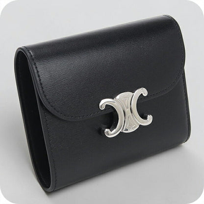 中古 セリーヌ 三つ折り財布 三折財布 レディース ブランド CELINE トリオンフ スモール フラップウォレット レザー 10D783DPV.38SI USDCE113984011