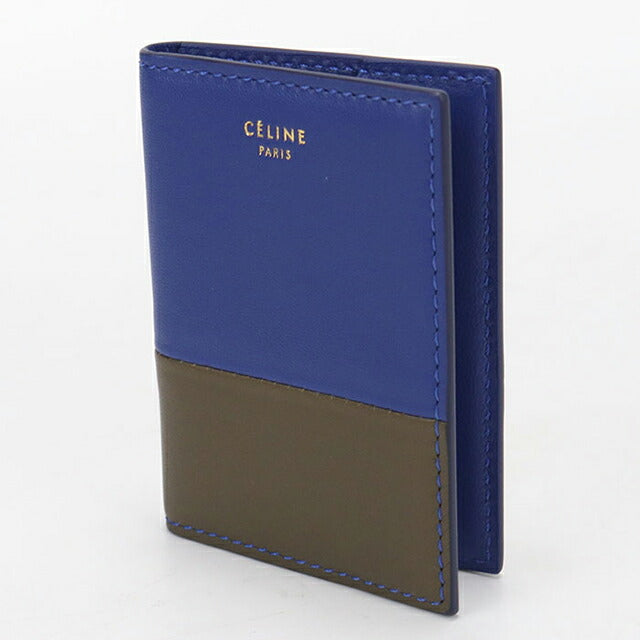 中古 セリーヌ カードケース レディース ブランド CELINE バイカラー レザー ブルー USDCE113994011