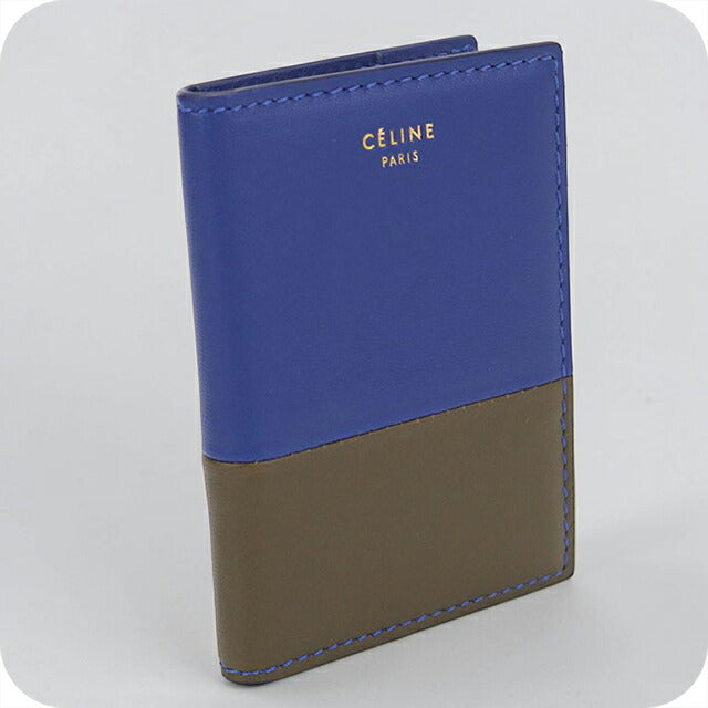 中古 セリーヌ カードケース レディース ブランド CELINE バイカラー レザー ブルー USDCE113994011