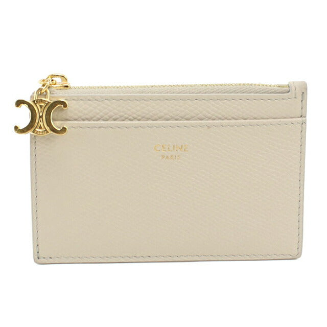中古 セリーヌ 小銭入れ レディース ブランド CELINE ジップ付きカードホルダー フラグメントケース 10F993BEL ベージュ USDCE114092011