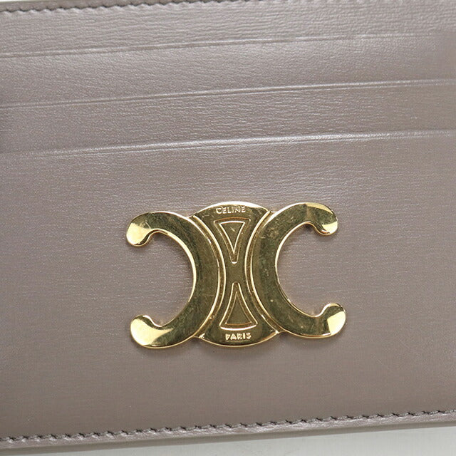 中古 セリーヌ カードケース レディース ブランド CELINE トリオンフ カードホルダー レザー 10L833DPV グレー USDCE114452011