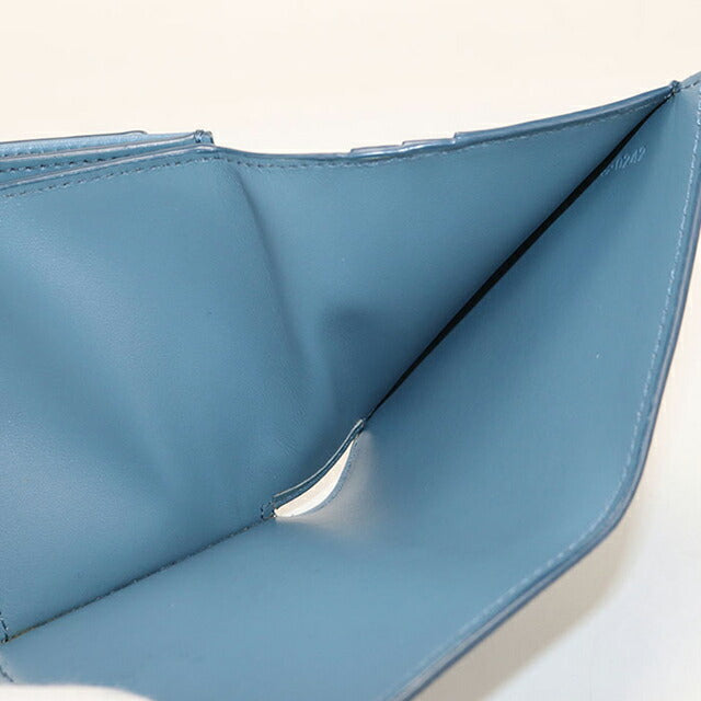 中古 セリーヌ 二つ折り財布 二折財布 レディース ブランド CELINE スモール ストラップウォレット レザー ブルー USDCE114455011
