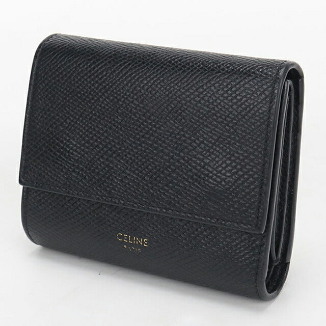 中古 セリーヌ 三つ折り財布 三折財布 レディース ブランド CELINE トリフォールドウォレット 10B573 ブラック USDCE114581011