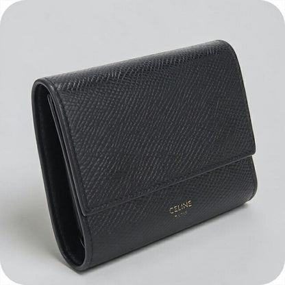 中古 セリーヌ 三つ折り財布 三折財布 レディース ブランド CELINE トリフォールドウォレット 10B573 ブラック USDCE114581011