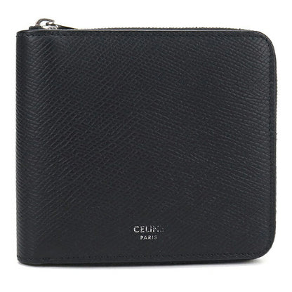 中古 セリーヌ 二つ折り財布 二折財布 メンズ ブランド CELINE ジップドバイフォールド 10J613BEN.38SI ブラック USDCE114583011