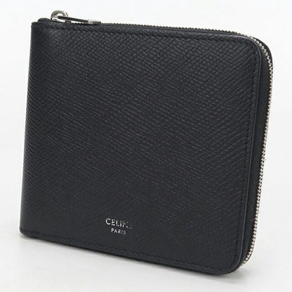 中古 セリーヌ 二つ折り財布 二折財布 メンズ ブランド CELINE ジップドバイフォールド 10J613BEN.38SI ブラック USDCE114583011